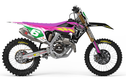 SWIRL Purple Triumph TF Full Graphics Kit designed and manufactured by SKDA Moto Creative.