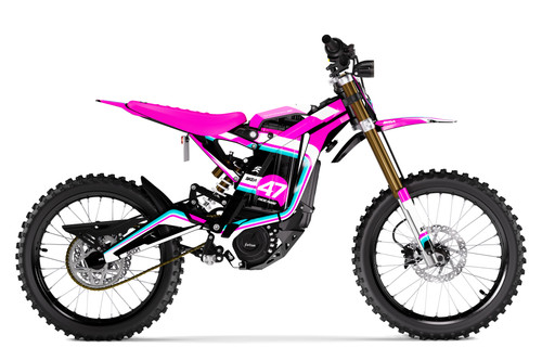 GLOTRIX Pink Surron Full Graphics Kit designed and manufactured by SKDA Moto Creative.