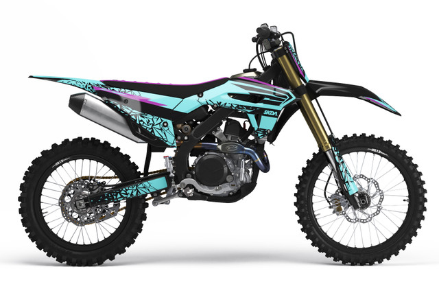 Kit Autocollants Déco Motocross PW 50 - Graphisme Bleu/noir - Compatible Modèles 1996 à Aujourd'hui - Fabriqué En France - 1