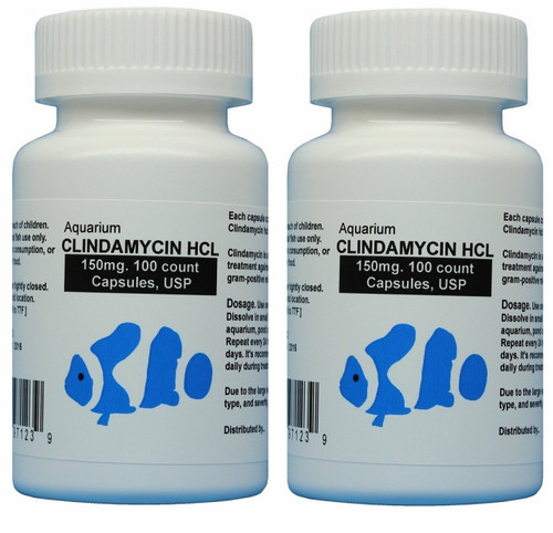 Fish Clindamycin - Aquarium antibiotics 150 mg 100 Capsules 2 Pack