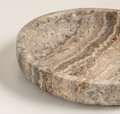 Silver Gray Travertine Stone Round Tray Catchall