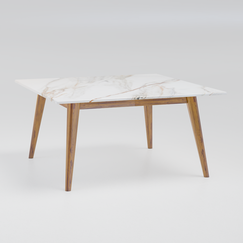 Calacatta Paonazzo Marble on Walnut Wood Square Coffee Table