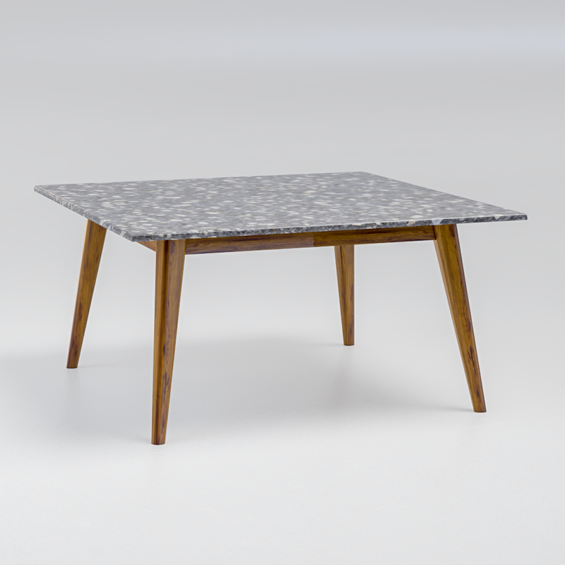 Black Terrazzo on Walnut Wood Square Coffee Table