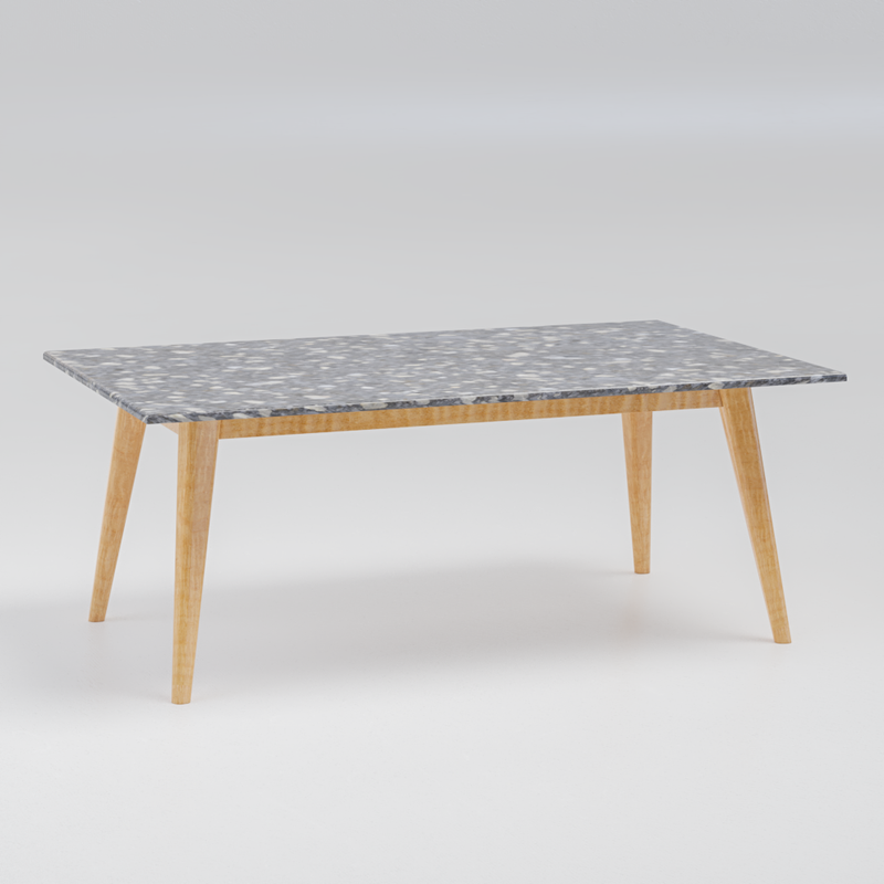 Black Terrazzo on Maple Wood Long Coffee Table