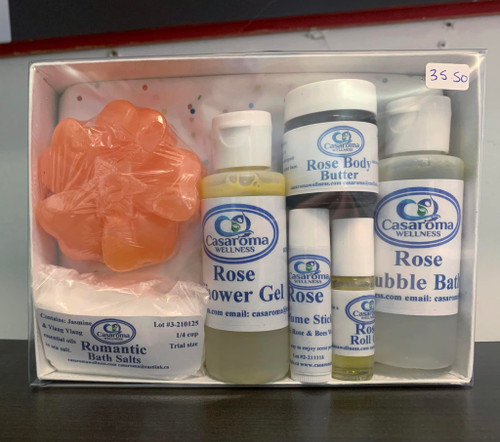 Rose Bundle

The smell of roses gives you an exotic, calming feeling that makes you feel so rich and deserving of only the best life can give you. You can use this kit for yourself to help with self care or you can gift it to a friend, either way you are going to enjoy the benefits.