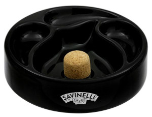 Savinelli Ceramic 3 Pipe Ashtray w/Knocker Black Savinelli Ceramic 3 Pipe Ashtray w/Knocker Black