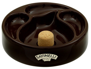 Savinelli Ceramic 3 Pipe Ashtray w/Knocker Brown Savinelli Ceramic 3 Pipe Ashtray w/Knocker Brown