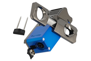 Vector Thor Rotating V-Cut Lighter/Metallic Blue Rubber Vector Thor Rotating V-Cut Lighter/Metallic Blue Rubber