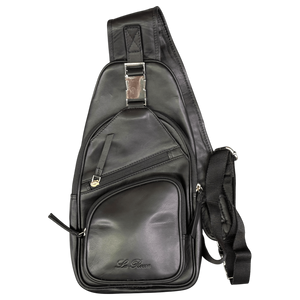 La Rocca 3 Pipe Leather Sling Backpack/Black