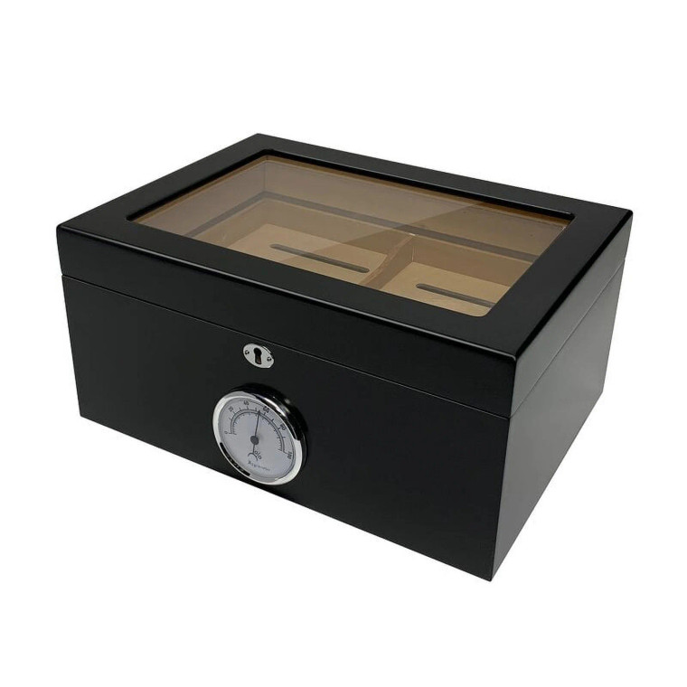 Humidor Supreme Bally Glasstop/Black (100 Ct)