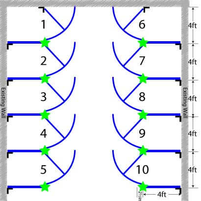 4x4 dog kennels layout attached to a wall