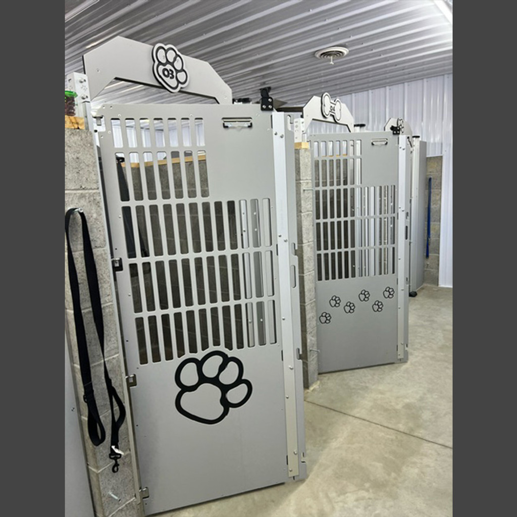All Seasons Spa & Grooming Custom Gator Kennels Gates in Grey