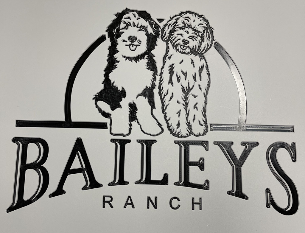 Baileys Ranch Custom Logo Engraved on Grey Gate