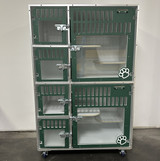 Cat Hotel Unit with forest green, glass doors