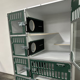 Cat Hotel Unit with forest green, glass doors