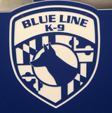 Blue Line K-9 Custom Logo Engraved on Gator Kennels Navy Blue Gate Blue Line K-9 Custom Logo Engraved on Gator Kennels Navy Blue Gate