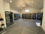 DoodleDee Goldendoodles and More when with the classic white on black kennels. These really allow their large paw print logo to look great. We see they selected the half-glass gates for air flow and then we can also see they have a full-glass kennel door. The tempered glass will reduce kennel noise and also allow staff to easily peek in on the four legged friend that might need a bit more supervision. Each kennel comes standard with a header and a choice of 4 designs and the clipboards. DoodleDee Goldendoodles and More when with the classic white on black kennels. These really allow their large paw print logo to look great. We see they selected the half-glass gates for air flow and then we can also see they have a full-glass kennel door. The tempered glass will reduce kennel noise and also allow staff to easily peek in on the four legged friend that might need a bit more supervision. Each kennel comes standard with a header and a choice of 4 designs and the clipboards.