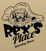 Rex's Place Custom Logo Engraved on a Gator Kennels Door in Tan Rex's Place Custom Logo Engraved on a Gator Kennels Door in Tan