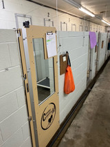 Canine Country added their custom kennel doors to existing cinder block. This is an easy install as our gate/door hinges are designed to attach easily. 