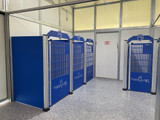 Here is another view of their kennels. You can see the quality of construction and design along with great asthetic appeal. The royal blue kennels always look sharp and professional.
