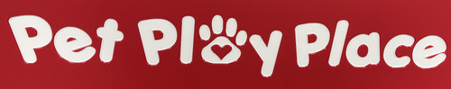 Pet Play Place Custom Logo Engraved in a Red Gator Kennels Gate