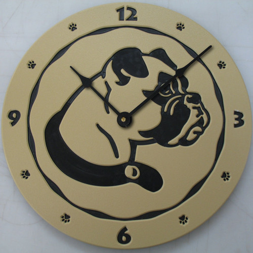 Boxer dog clock in tan.