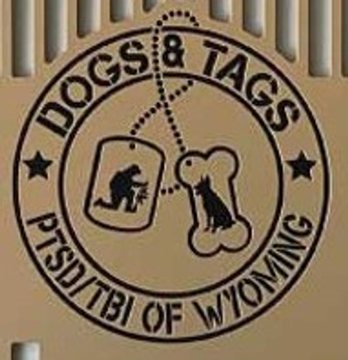 Dogs & Tags Custom Logo Engraved on Gator Kennels Tan Gate