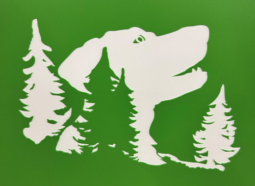 Grand Fur Lodge Custom Logo Engraved on a Gator Kennels Gate in Lime Green