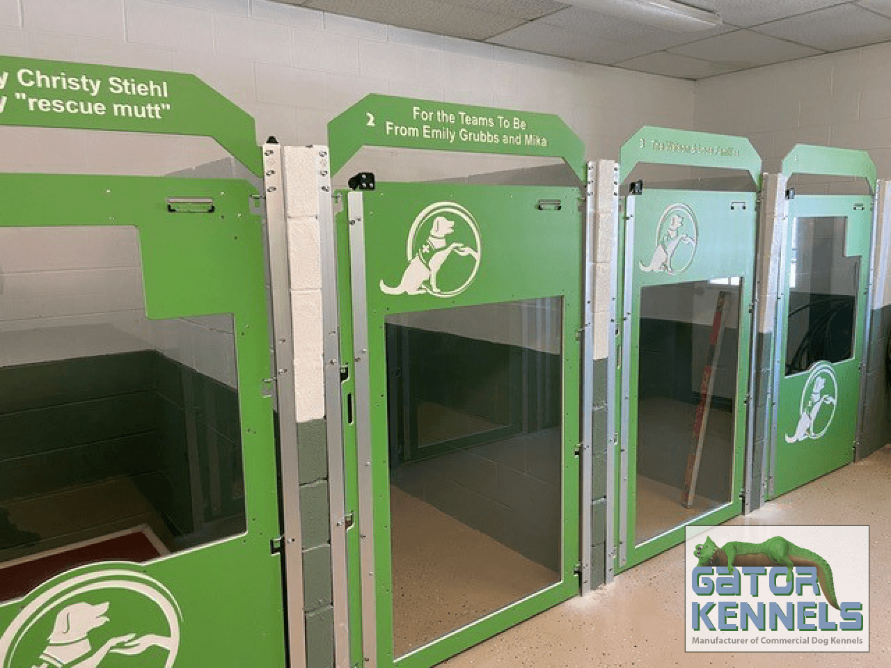 Sponsored dog kennels with donor names