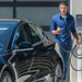 Man charging car with EV Charger JuiceBox 40