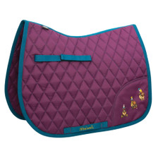Hy Equestrian Thelwell Collection Pony Friends Saddle Pad in Imperial Purple/Pacific Blue