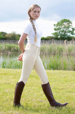 Premier Equine Ladies Sophia Full Seat Gel High Waist Riding Breeches in Vanilla - front lifestyle