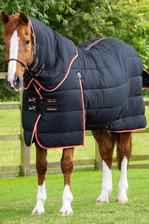 Premier Equine Stable Buster Rug with Neck Cover 200g in Black - lifestyle
