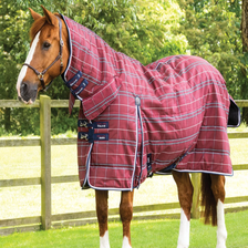 Premier Equine Domus Stable Rug 200g in Burgundy Check