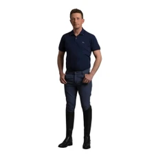 Premier Equine Mens Barusso Gel Knee Breeches in Navy - front