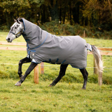 Horseware Rhino Plus HexStop Turnout Rug 100g - Grey/Indigo & Navy - Rug