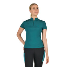 Dublin Ladies Tabby Short Sleeve Riding Top - Deep Lake - Front