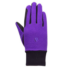 Hy Equestrian Childrens Winter Two Tone Riding Gloves in Black/Purple - Front