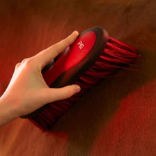 Premier Equine Soft-Touch Long Bristles Dandy Brush in Red/Black - Lifetsyle
