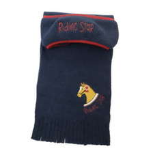 Little Rider Childrens Riding Star Collection Headband and Scarf Set in navy/burgundy