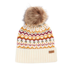 Barbour Ladies Kingsfor Fair Isle Beanie Hat in Cloud - Front