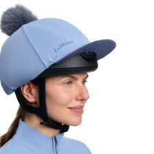 LeMieux Classique Pom Hat Silk in Powder Blue - Lifestyle Side