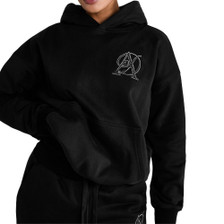 Aztec Diamond Ladies Sporting Goods Pull On Hoodie - Black Front