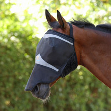 FlyGuard Pro Fine Mesh Earless Fly Mask with Nose - Black