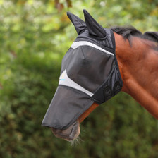 FlyGuard Pro Fine Mesh Fly Mask With Ears and Square Nose - Jet