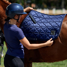 Navy WeatherBeeta Satin Luxe Air-Tec Euro Jump Shaped Saddle Pad