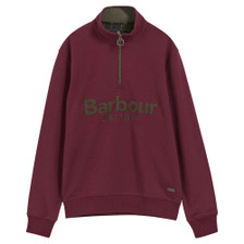 Barbour Mens Fosse Half Zip Sweatshirt in Dark Bordeaux - Front