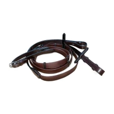 KM Elite Biothane Smooth Grip Leather Reins with Stoppers - Havana
