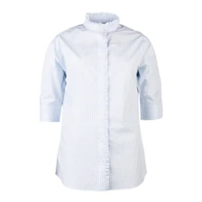 Rydale Ladies Ivy Ruffled Short Sleeved Shirt - Blue Gingham