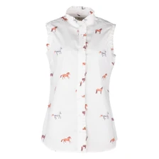 Rydale Ladies Wistow Ruffled Sleeveless Shirt - Horse White